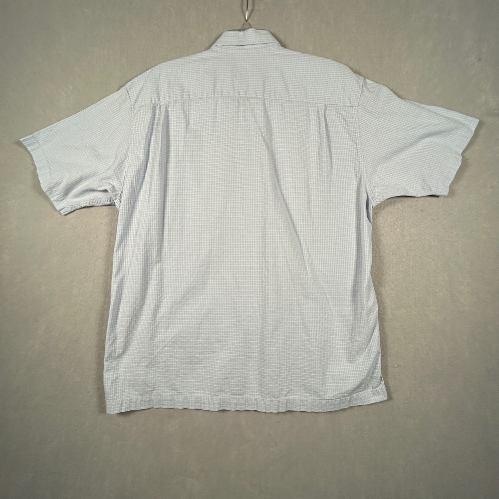 Jos A Bank Shirt Mens L Stays Cool Seersucker Button Down Short Sleeve Baby Blue - Picture 5 of 8